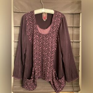 Johnny Was Women's Embroidered Tunic Top - L